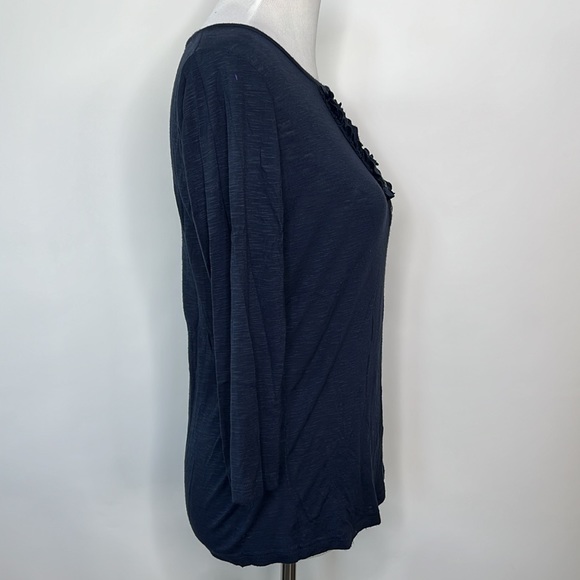 ESPRIT SOFT KNIT RUFFLED FRON LONG SLEEVES TEE - Picture 2 of 5